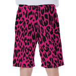 Hot Pink Leopard Print Men's Beach Shorts
