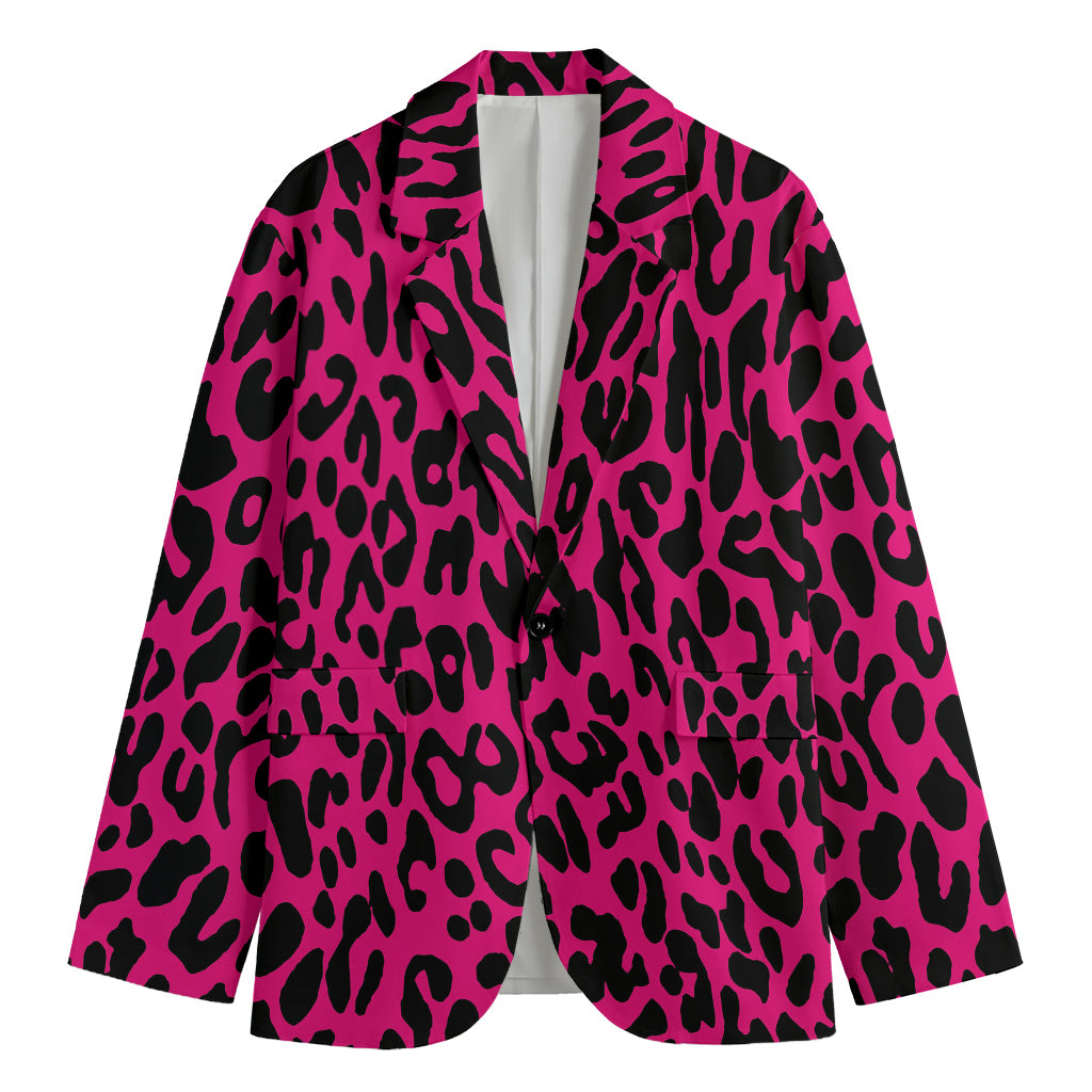 Hot Pink Leopard Print Men's Blazer