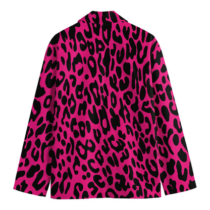 Hot Pink Leopard Print Men's Blazer
