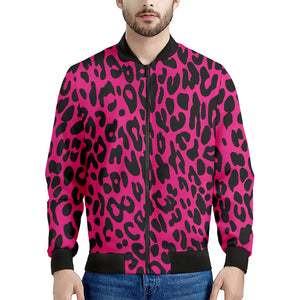 Hot Pink Leopard Print Men's Bomber Jacket