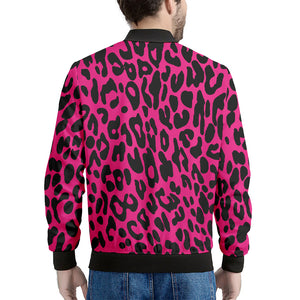 Hot Pink Leopard Print Men's Bomber Jacket