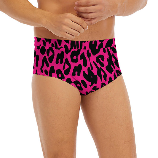 Hot Pink Leopard Print Men's Briefs