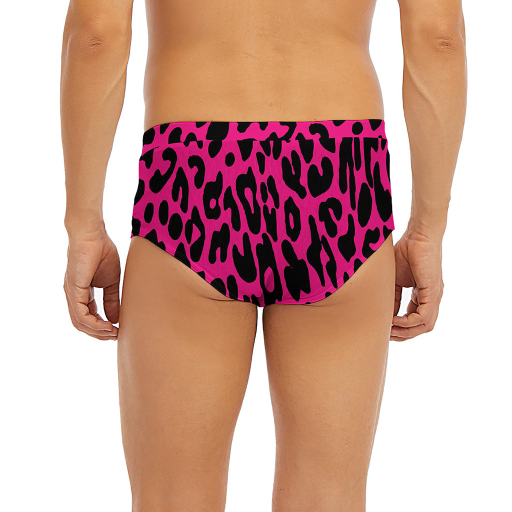 Hot Pink Leopard Print Men's Briefs