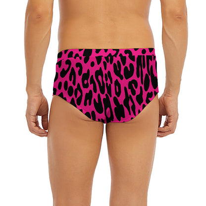 Hot Pink Leopard Print Men's Briefs