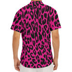 Hot Pink Leopard Print Men's Deep V-Neck Shirt
