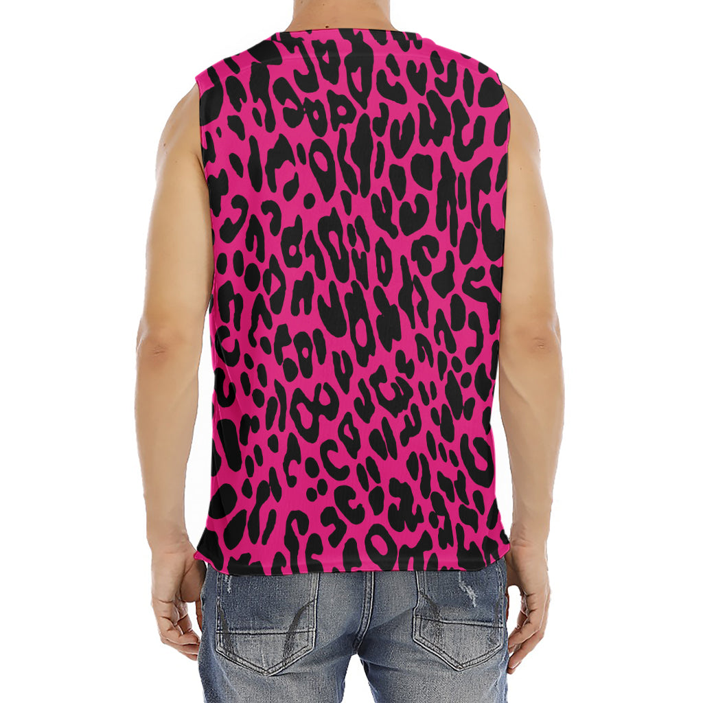 Hot Pink Leopard Print Men's Fitness Tank Top