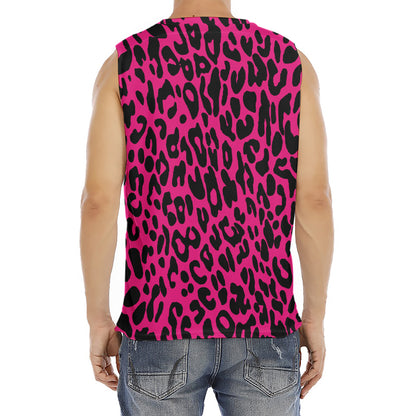 Hot Pink Leopard Print Men's Fitness Tank Top
