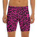 Hot Pink Leopard Print Men's Long Boxer Briefs
