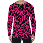 Hot Pink Leopard Print Men's Long Sleeve T-Shirt