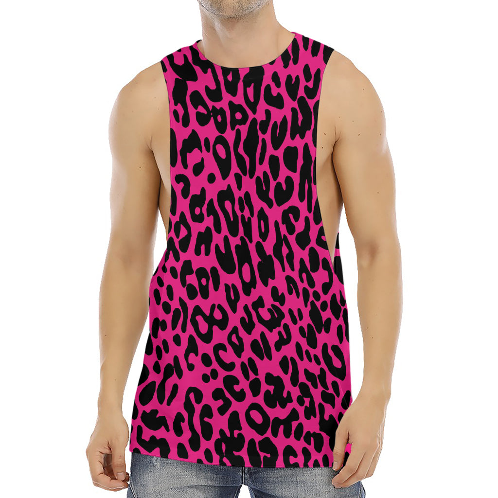 Hot Pink Leopard Print Men's Muscle Tank Top