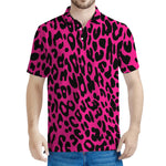 Hot Pink Leopard Print Men's Polo Shirt
