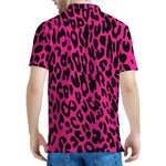 Hot Pink Leopard Print Men's Polo Shirt