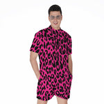Hot Pink Leopard Print Men's Rompers