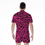 Hot Pink Leopard Print Men's Rompers