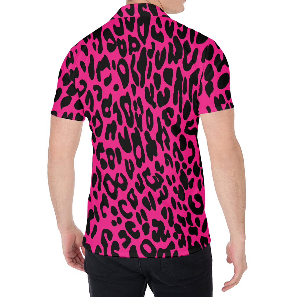Hot Pink Leopard Print Men's Shirt