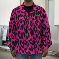 Hot Pink Leopard Print Men's Shirt Jacket