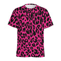 Hot Pink Leopard Print Men's Athletic T-Shirt