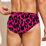 Hot Pink Leopard Print Men's Swim Briefs