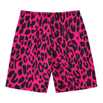 Hot Pink Leopard Print Men's Swim Trunks