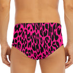 Hot Pink Leopard Print Men's Triangle Swim Briefs