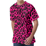 Hot Pink Leopard Print Men's Velvet T-Shirt