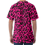 Hot Pink Leopard Print Men's Velvet T-Shirt