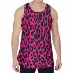 Hot Pink Leopard Print Men's Velvet Tank Top