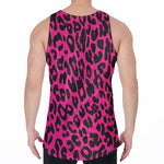 Hot Pink Leopard Print Men's Velvet Tank Top