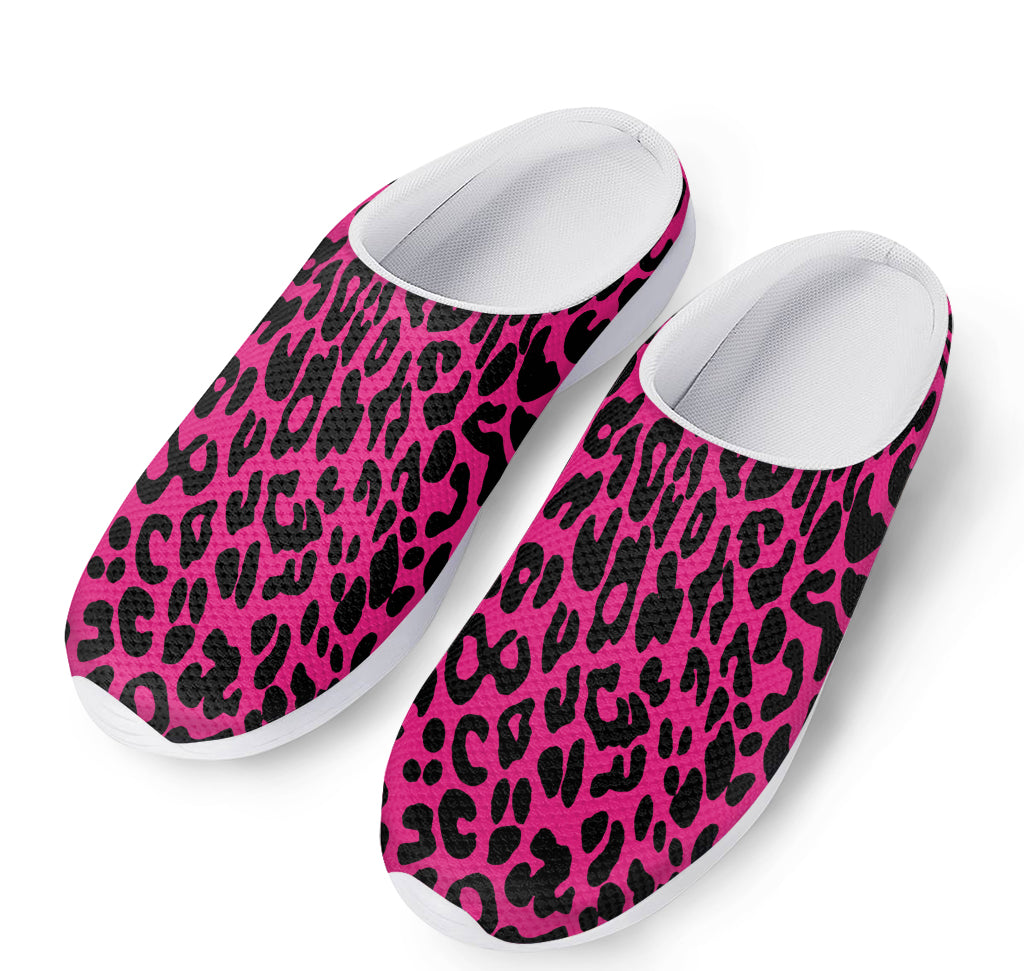 Hot Pink Leopard Print Mesh Casual Shoes