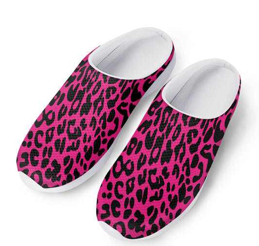 Hot Pink Leopard Print Mesh Casual Shoes