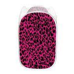 Hot Pink Leopard Print Mesh Laundry Hamper