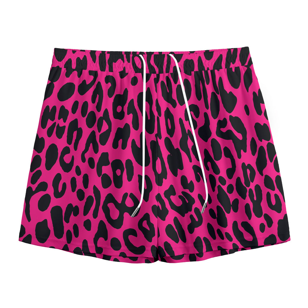 Hot Pink Leopard Print Mesh Shorts