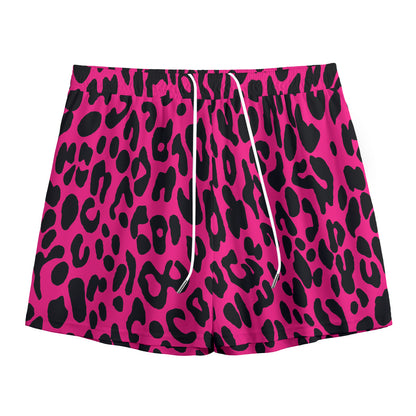 Hot Pink Leopard Print Mesh Shorts
