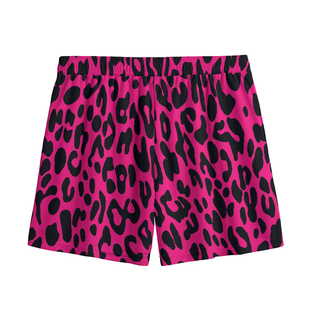 Hot Pink Leopard Print Mesh Shorts