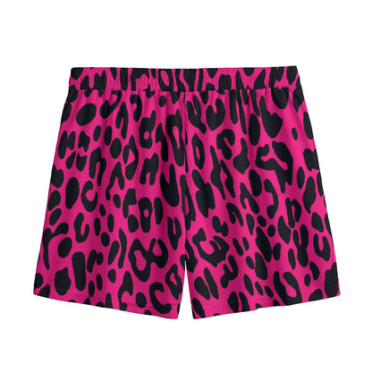 Hot Pink Leopard Print Mesh Shorts