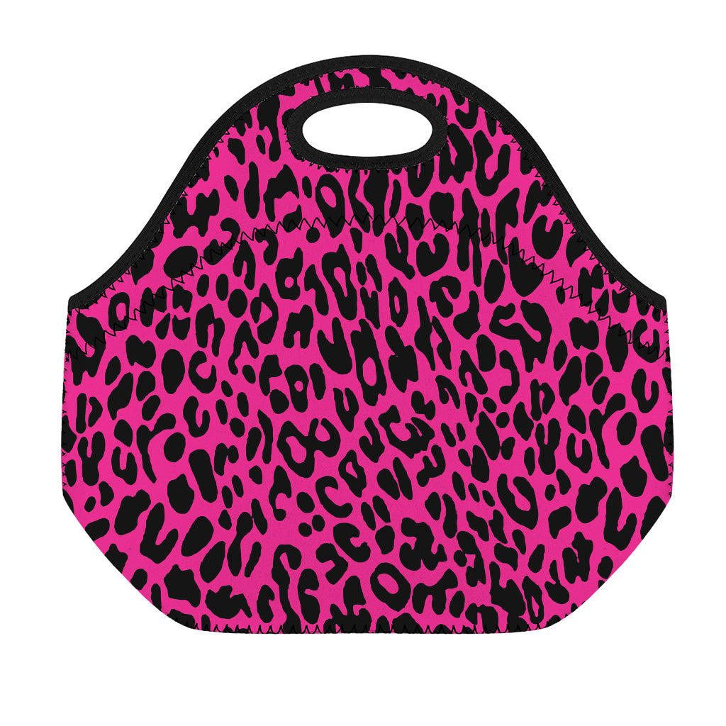 Hot Pink Leopard Print Neoprene Lunch Bag