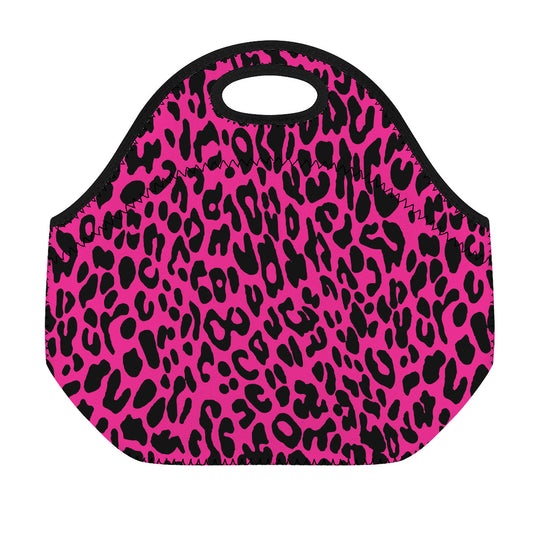 Hot Pink Leopard Print Neoprene Lunch Bag