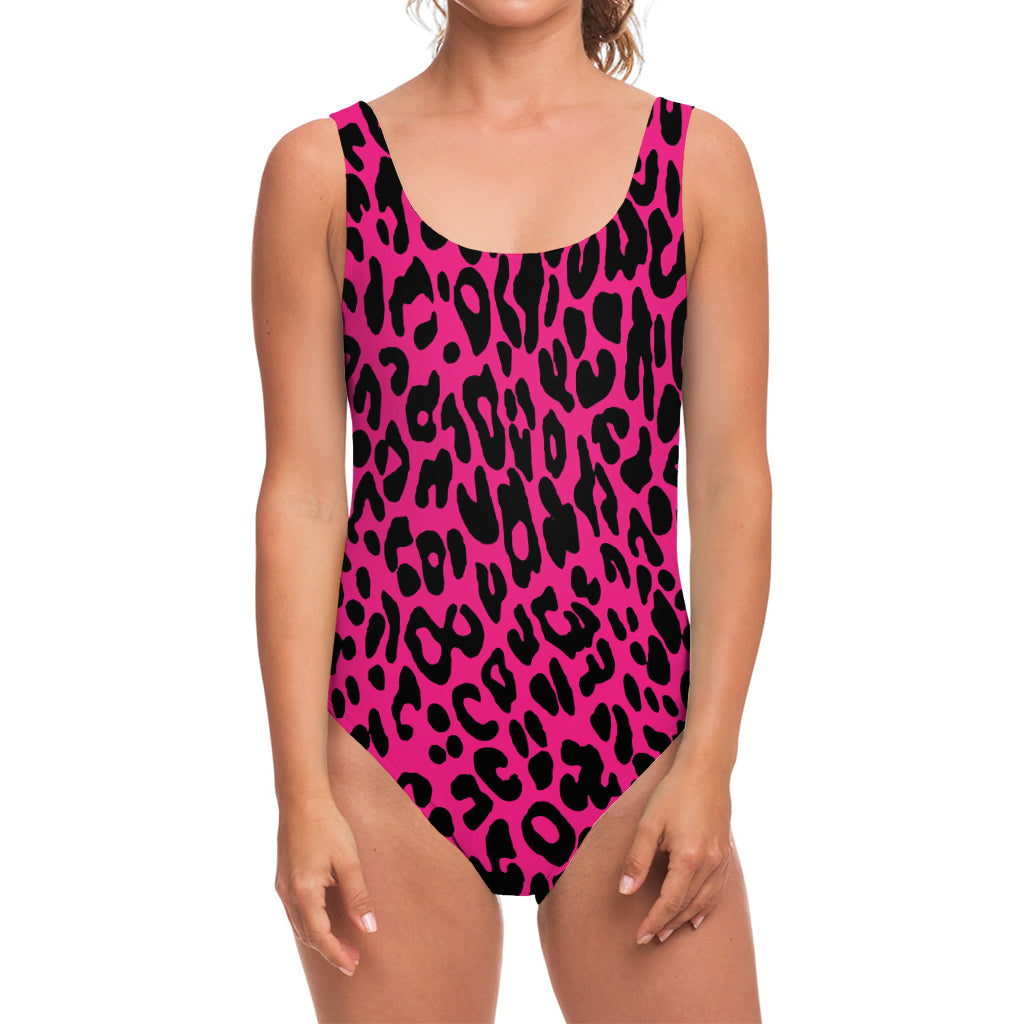 Hot Pink Leopard Print One Piece Swimsuit