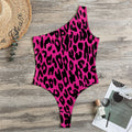 Hot Pink Leopard Print One Shoulder Bodysuit