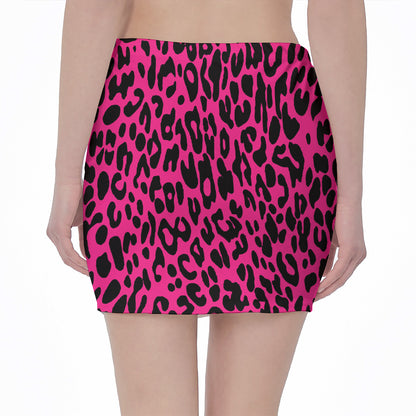 Hot Pink Leopard Print Pencil Mini Skirt