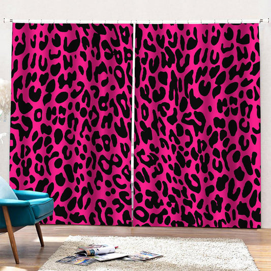 Hot Pink Leopard Print Pencil Pleat Curtains
