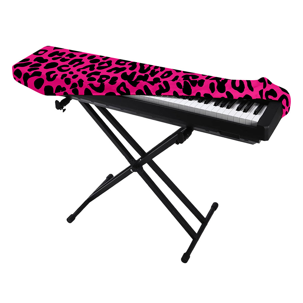 Hot Pink Leopard Print Piano Keyboard Cover