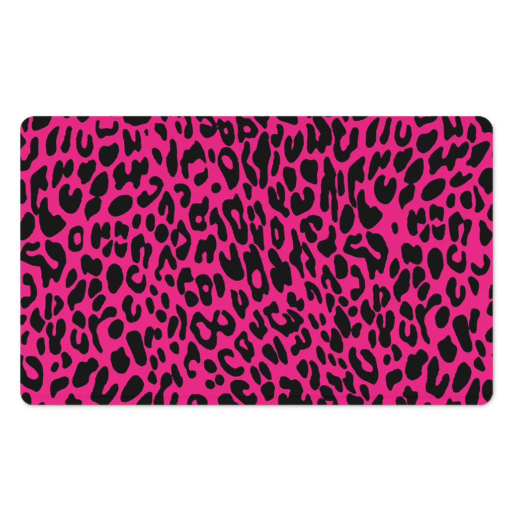 Hot Pink Leopard Print Polyester Doormat