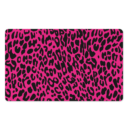 Hot Pink Leopard Print Polyester Doormat