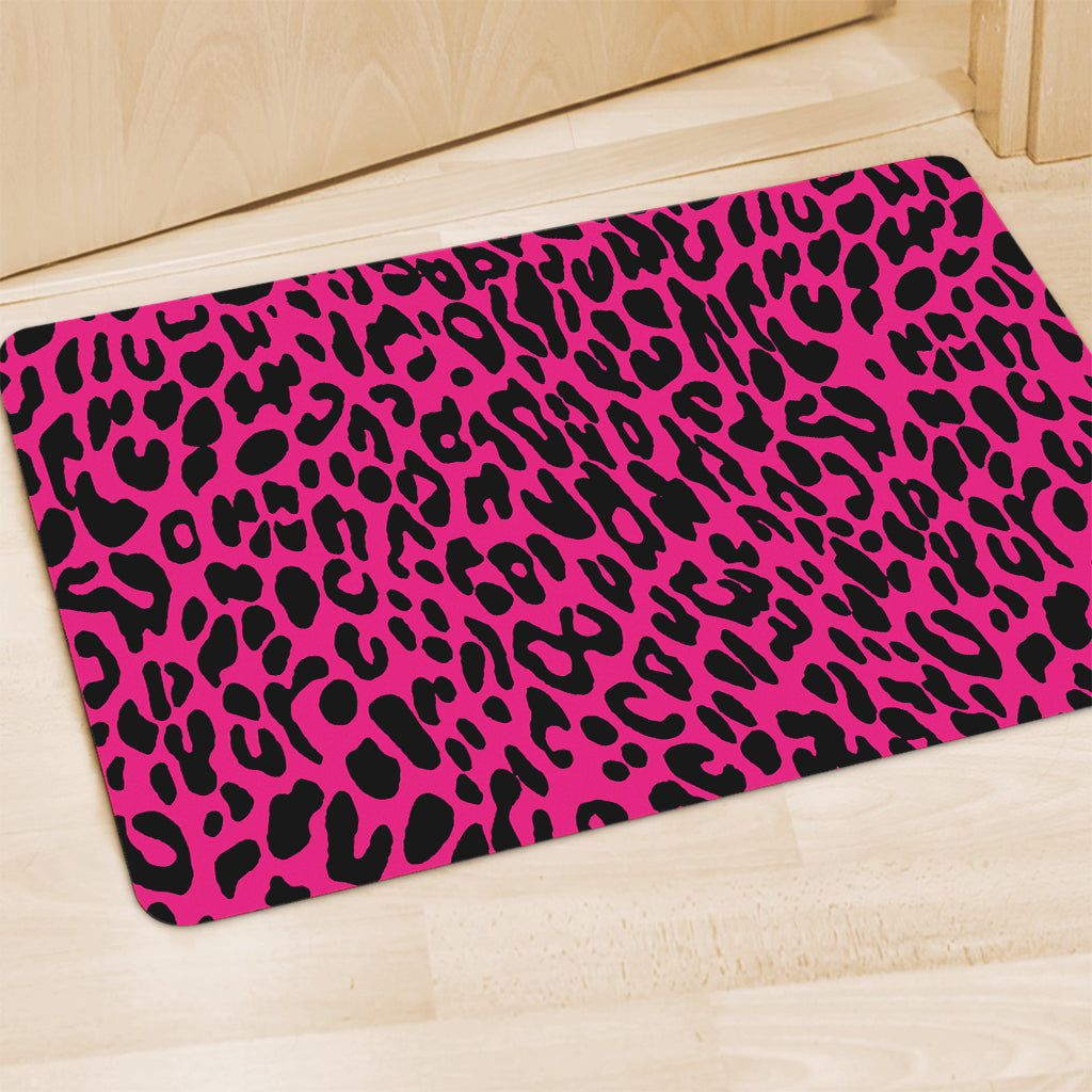 Hot Pink Leopard Print Polyester Doormat