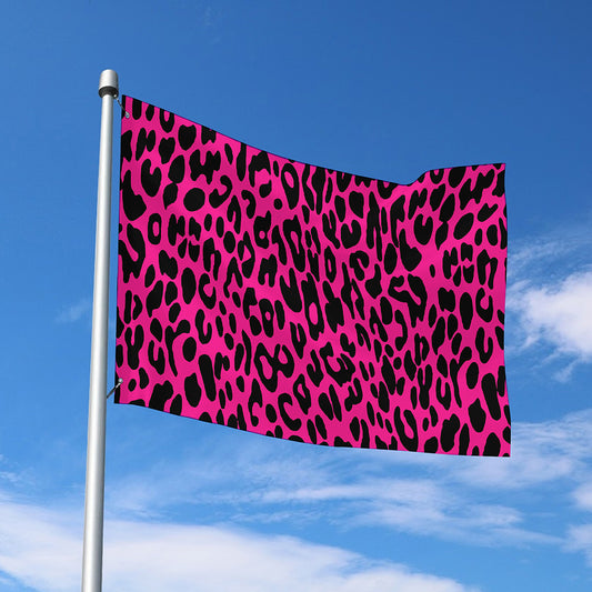 Hot Pink Leopard Print Polyester Flag