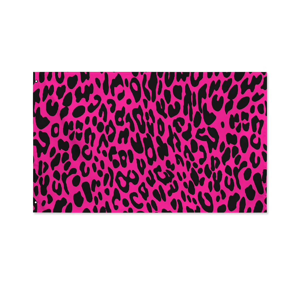Hot Pink Leopard Print Polyester Flag