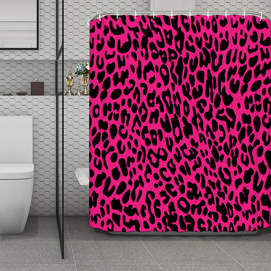 Hot Pink Leopard Print Polyester Shower Curtain