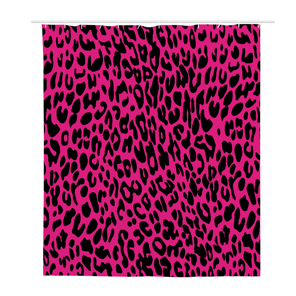 Hot Pink Leopard Print Polyester Shower Curtain