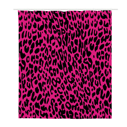 Hot Pink Leopard Print Polyester Shower Curtain